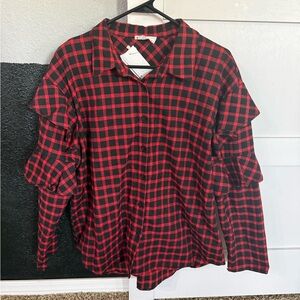 Sage Red and Black Checkered Button Down Shirt NWT XL (Macys)
